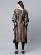 Ahalyaa Women Brown Georgette Gold Silver Printed Kaftan Kurta - Distacart