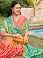 Anaita Coral Silk Saree With Blouse Piece - Distacart
