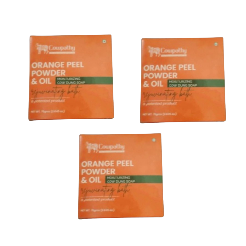 Cowpathy Orange Peel Powder & Orange Oil Cow Dung Bath Soap (75Gms)
