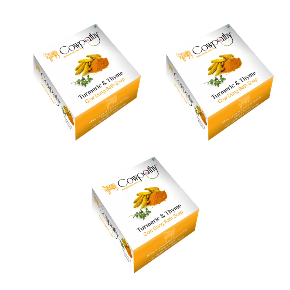 Cowpathy Turmeric & Thyme Cow Dung Bath Soap (75gm)