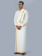 Ramraj Cotton Mens Wedding Set Cream Regular Dhoti, Shirt & Towel