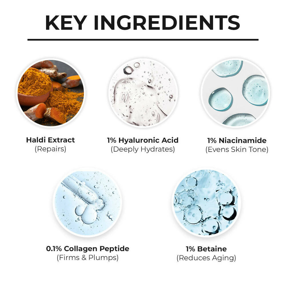Dr. Sheth's Haldi & Hyaluronic Acid Face Serum with 1% Niacinamide For Hydration, Plump & Bouncy Skin, For All Skin Types - Limited Time Offer