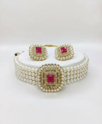 Jewel City Traditional Gold-Plated Multi-Layered Pearl Choker Necklace Set & Earrings Indian Ethnic Wedding Jewelry