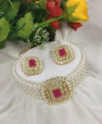 Jewel City Traditional Gold-Plated Multi-Layered Pearl Choker Necklace Set & Earrings Indian Ethnic Wedding Jewelry