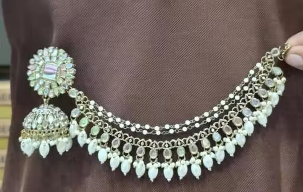 Jewel City Traditional Handcrafted Kundan Pearl Jhumka Drop Earrings And Maang Tikka Set - Distacart