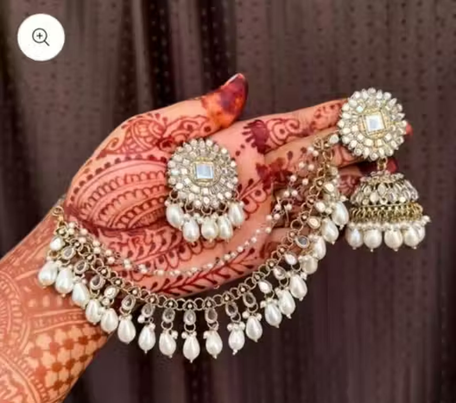 Jewel City Traditional Handcrafted Kundan Pearl Jhumka Drop Earrings And Maang Tikka Set - Distacart