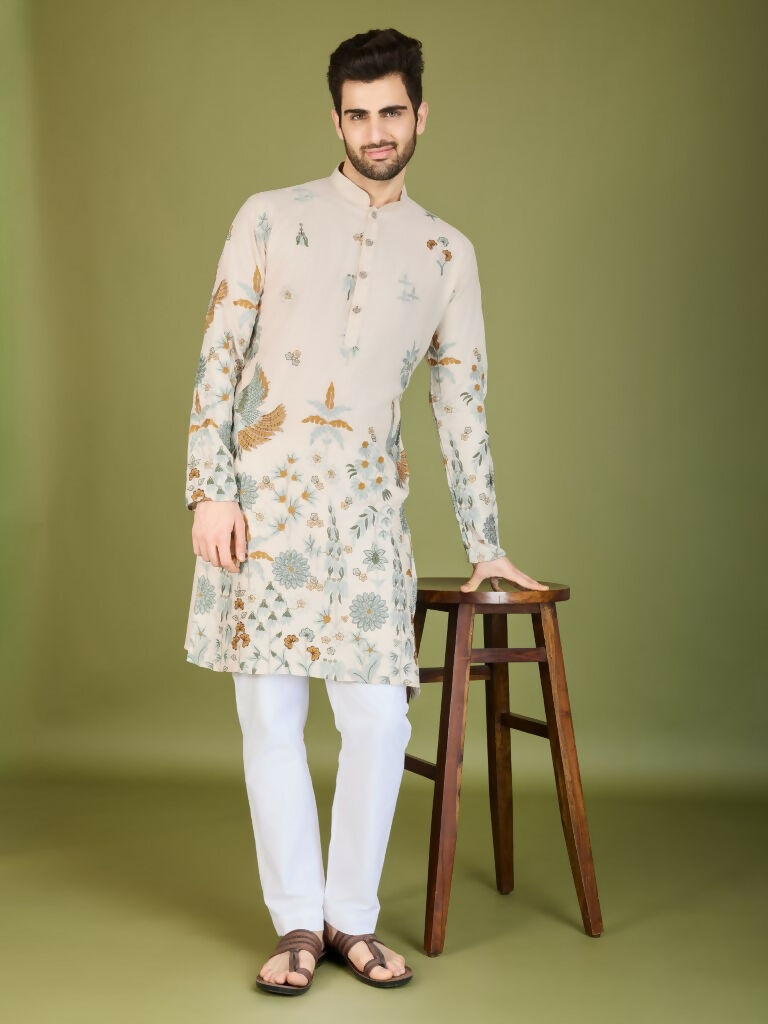 Vastranavya Exclusive Wedding Wear Viscose Rayon Thread Embroidered Work Kurta