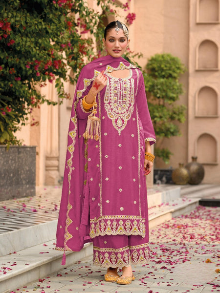 Anaita Pink Premium Embroidered Chiffon Salwar Suit