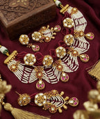 Jewel City Handcrafted Kundan & Ruby Bead Choker Set | Traditional Indian Gold-Plated Bridal Jewelry - Distacart