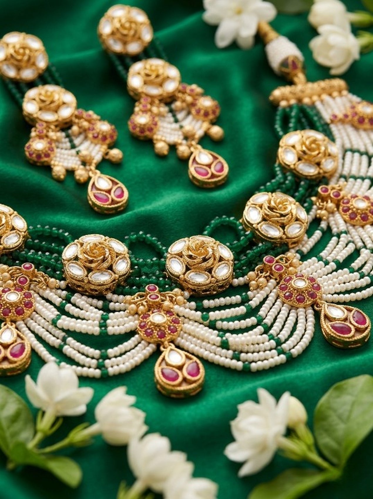 Jewel City Exquisite Kundan & Pearl Haar Set: Traditional Gold-Plated Choker for Weddings & Festivals - Distacart