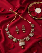 Jewel City Stunning Traditional Gold-Plated Choker Necklace Set