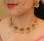 Jewel City Traditional Gold-Plated Lotus Necklace Set with Pearls for Women – Ethnic Wedding & Festive Jewelry
