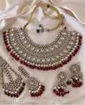 Jewel City Handcrafted Maroon Kundan Jewellery Set