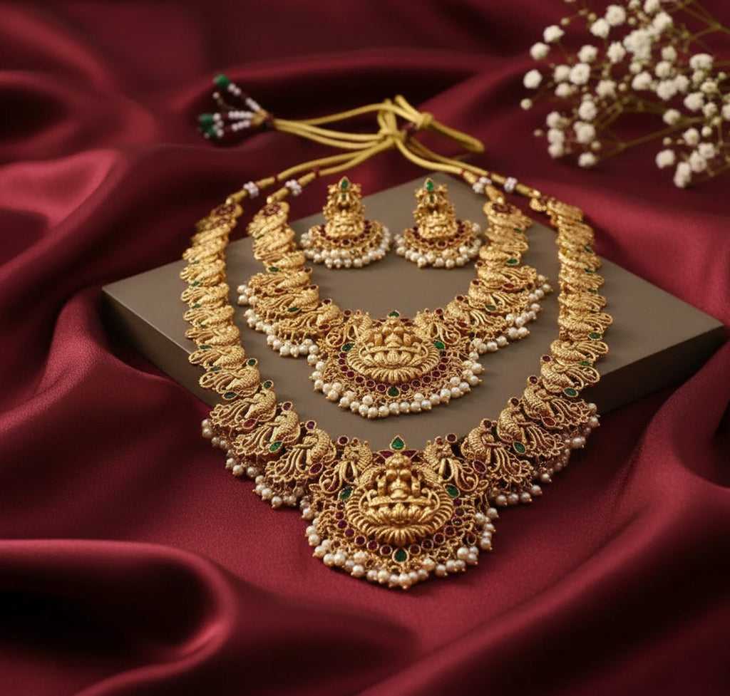Jewel City Exquisite Antique Gold-Plated Temple Jewelry Set - Distacart