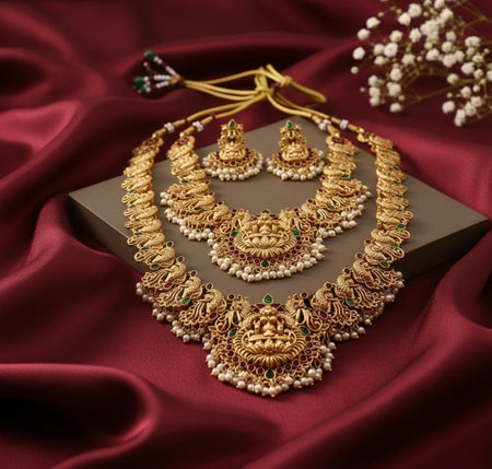 Jewel City Exquisite Antique Gold-Plated Temple Jewelry Set