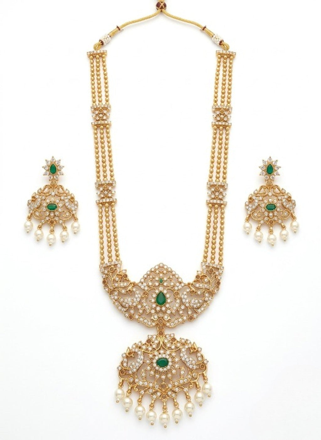 Jewel City Handcrafted Traditional Gold-Plated Temple Jewelry Set | Ethnic Bridal Lakshmi Necklace & Earrings for Women - Distacart