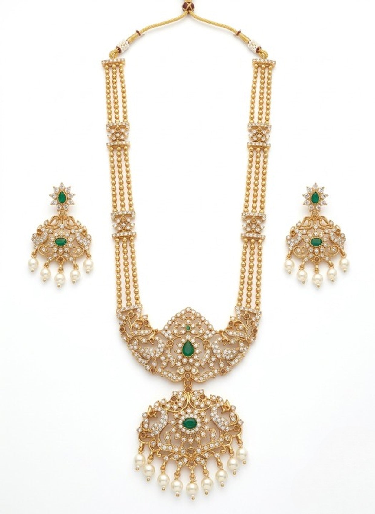 Jewel City Handcrafted Traditional Gold-Plated Temple Jewelry Set | Ethnic Bridal Lakshmi Necklace & Earrings for Women - Distacart