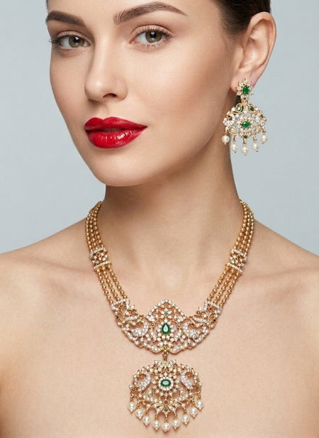 Jewel City Handcrafted Traditional Gold-Plated Temple Jewelry Set | Ethnic Bridal Lakshmi Necklace & Earrings for Women