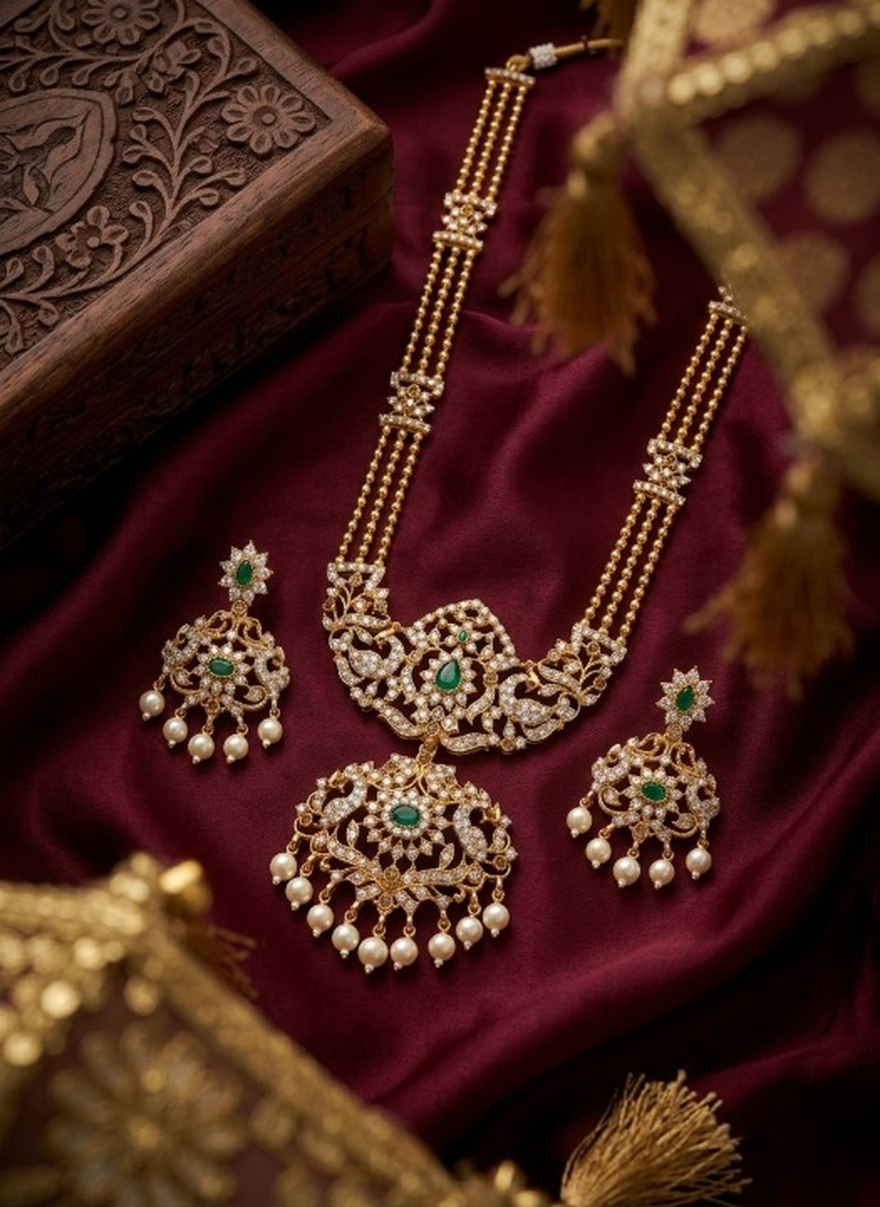 Jewel City Handcrafted Traditional Gold-Plated Temple Jewelry Set | Ethnic Bridal Lakshmi Necklace & Earrings for Women - Distacart