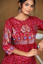 Juniper Women Burgundy Shantoon Printed Flared Lehenga Choli Sets - Distacart