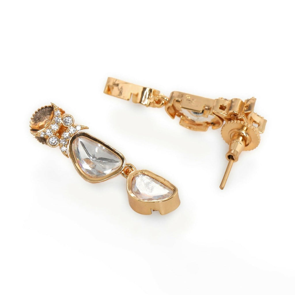Ambi Diamond and Gold Earrings (Gold) - Ruby Raang - Distacart