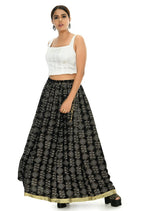Mominos Fashion Moeza Cotton Black Printed Lehenga (Lancha)
