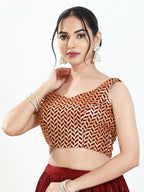 Joban Fashion Maroon Silk Padded Blouse With Sweetheart Neck Sleeveless - Distacart