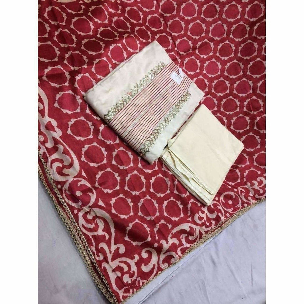 Designer Semi Stitched Dress with Gota Work