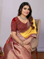 Yellow Silk Georgette Cord And Sequins Embroidery Laser Cut Applique Work Saree - Norita Saumya