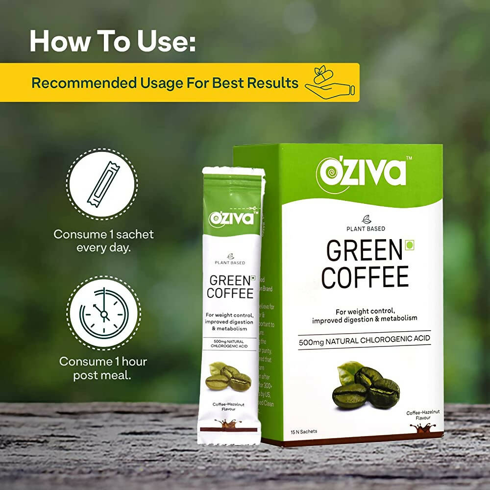 OZiva Plant Based Green Coffee-Coffee & Hazelnut Flavor