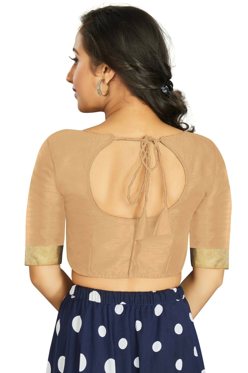 Aastha Fashion Women's Beige Art Silk Designer Traditional Readymade Blouse