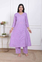 Miravan Womens Lavender Angrakha Kurta Set - Distacart