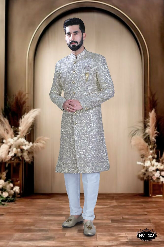 Joban Fashion Men's Onion-Pink Base Silk Kurta with Pyjama