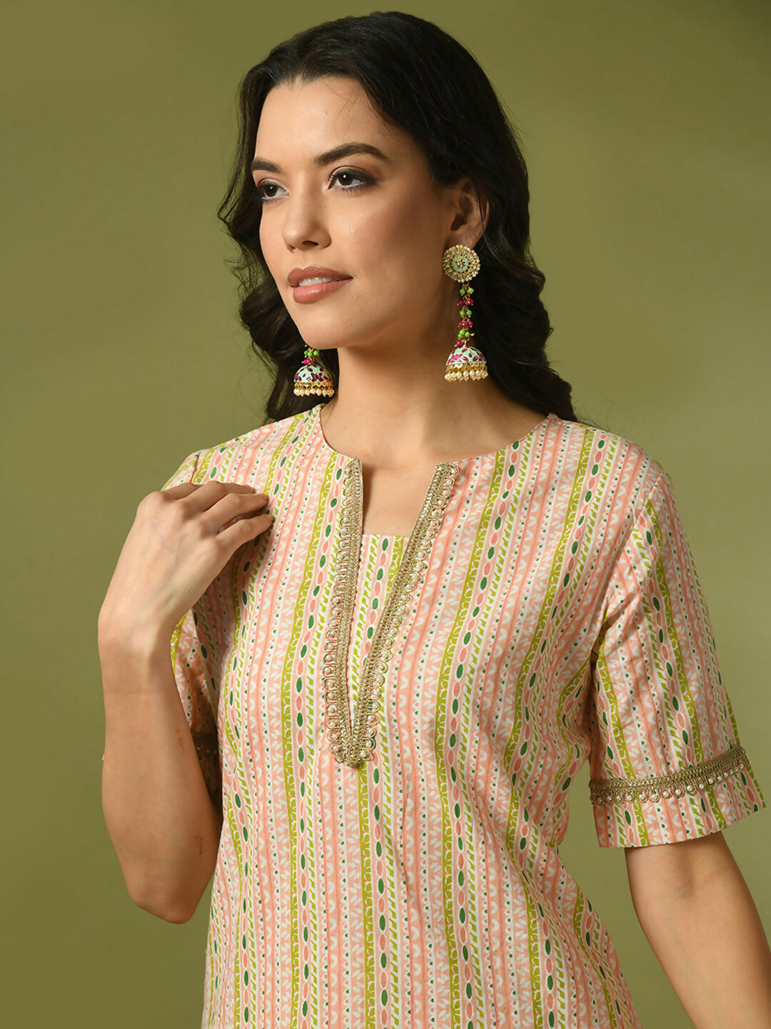 Myshka Women's Multi Printed Cotton Straight Party Kurta Set