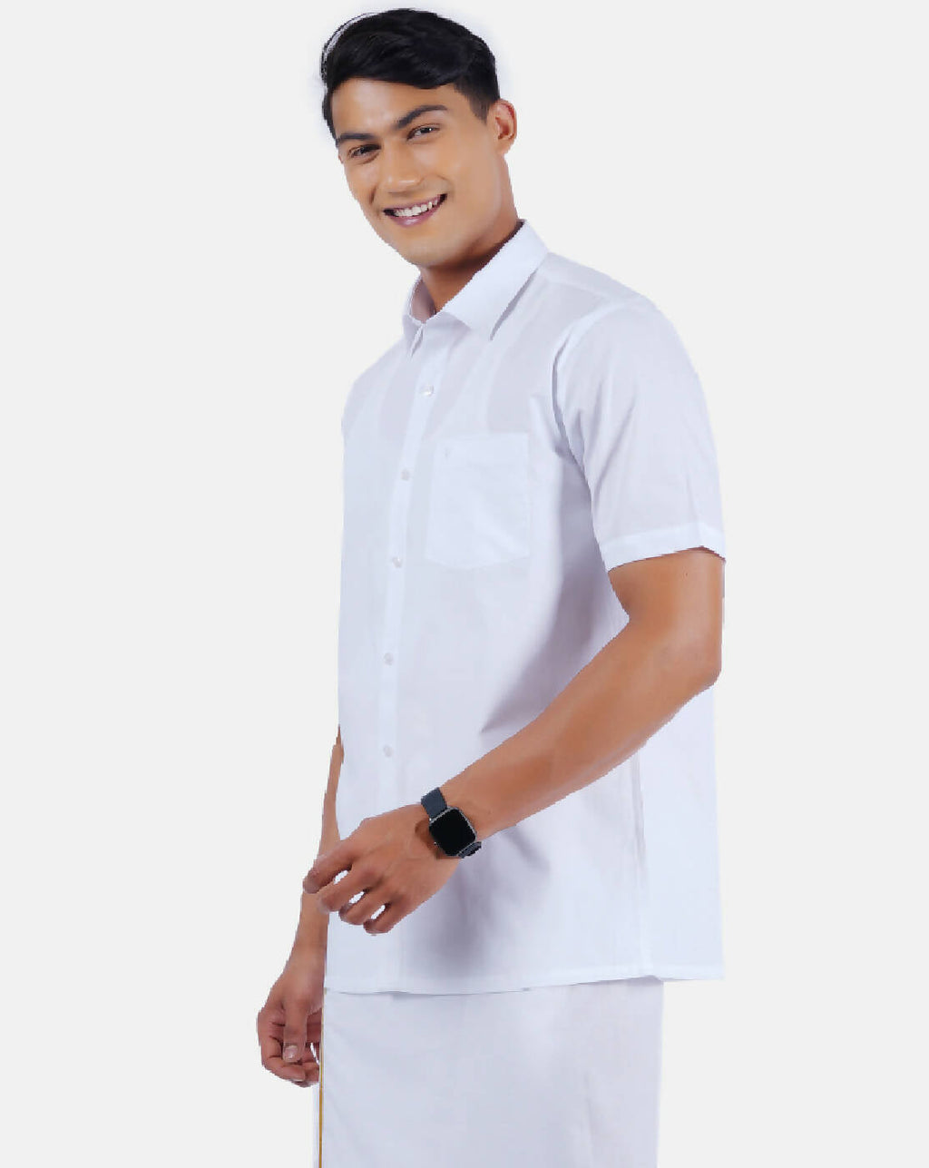 Ramraj Cotton Mens 100% Cotton Half Sleeve White Shirt