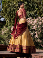 Evanik Women South-Style Kanchipuram Silk Stitched Lehenga With Unstitched Blouse & Dupatta - Distacart