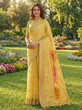 Shree Shyam Fashion Yellow Linen Cotton Saree - Distacart