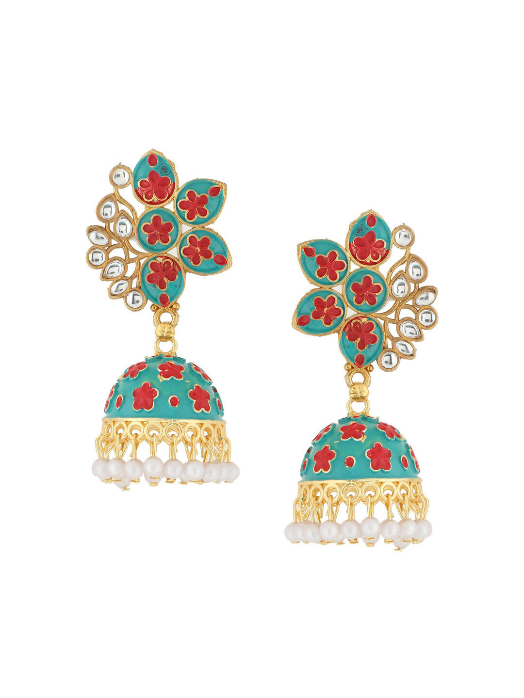 NVR Women Green Dome Shaped Jhumka Earrings - Distacart