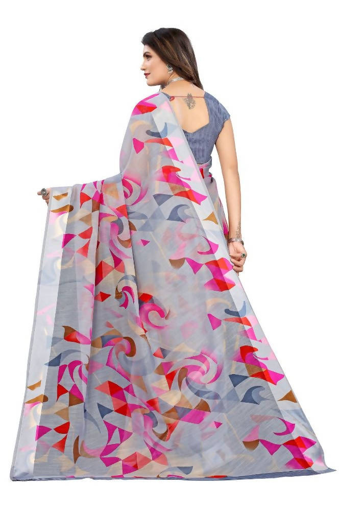 Vamika Grey Linen Satin Border Saree