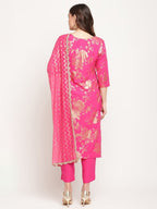 Ahalyaa Dark Pink Crepe Printed Salwar Suit Sets With Dupatta