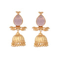 Nuyug 22K Gold Plated Rose Quartz Stone Studded Ethnic Jhumkas - Distacart