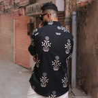 Miravan Men's Black Floral Printed Half Sleeve Slim Fit shirt