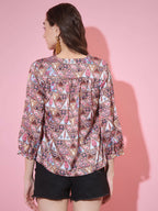Myshka Women's Multi Printed V-Neck Top
