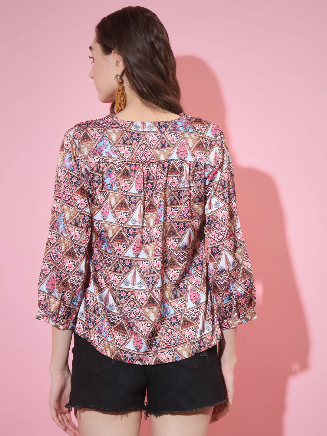 Myshka Women's Multi Printed V-Neck Top
