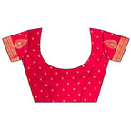 Joban Fashion Crimson Red Motifs Zari Weaving Soft Silk Banarasi Saree