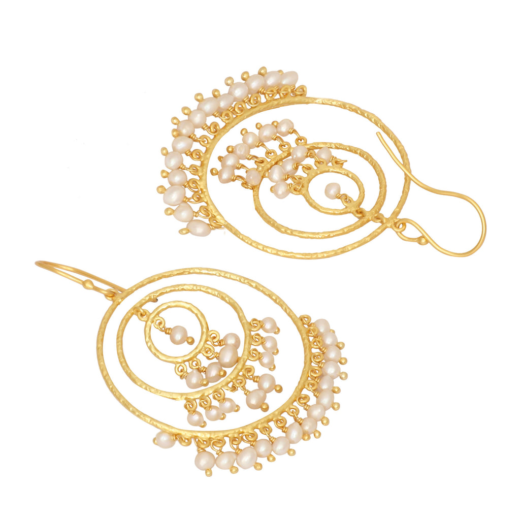 Nuyug 18k Triple Pearl Hoop Anti Tarnish Earrings - Distacart