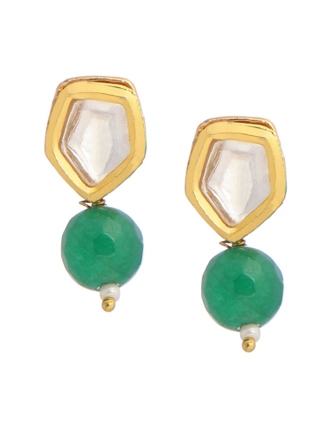 Ruby Raang Green Kundan Studs - Distacart
