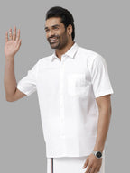 Ramraj Cotton Mens Half Sleeve White Shirt Plus Size - Samrat Cotton