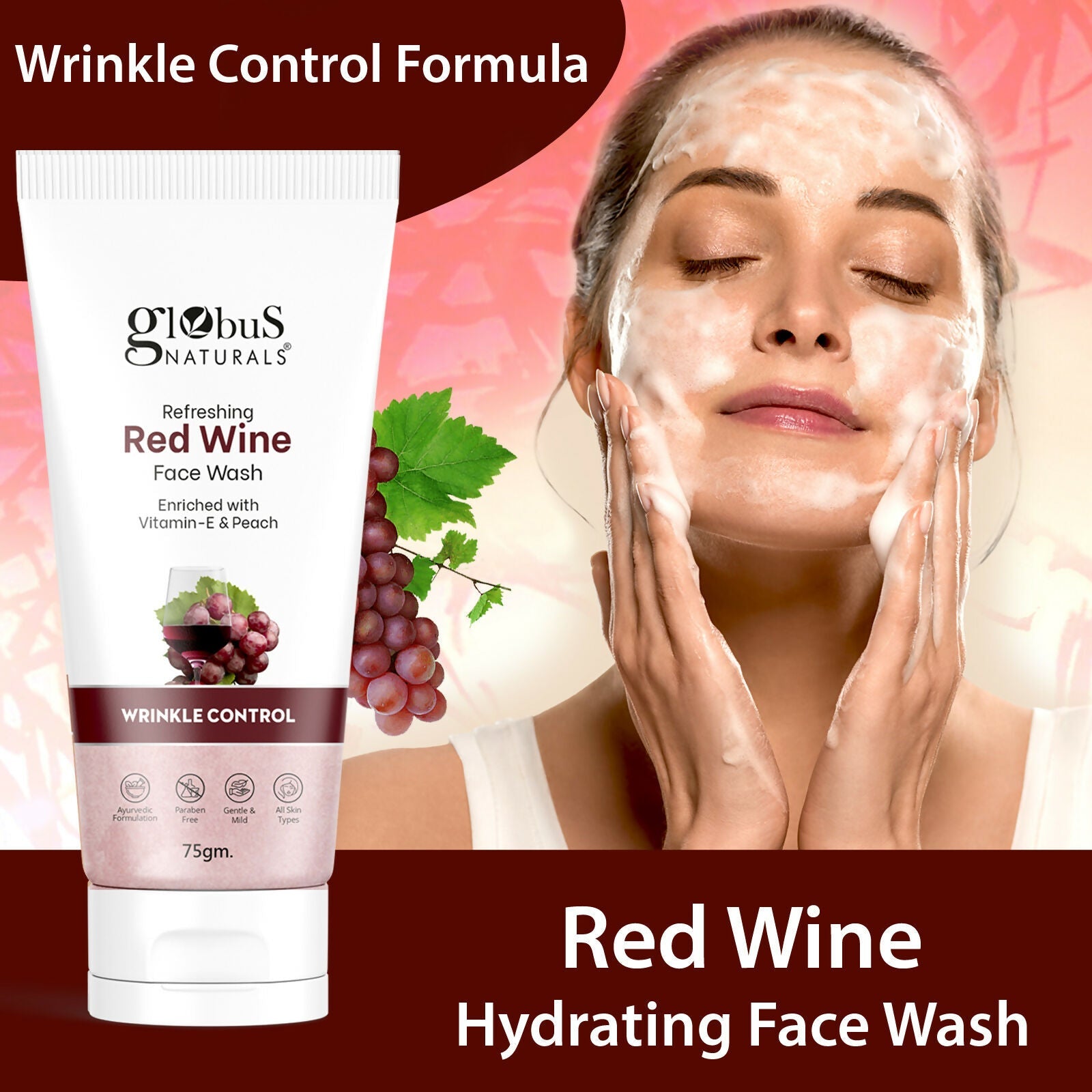 Globus Naturals Red Wine Hydrating Face Wash - Distacart