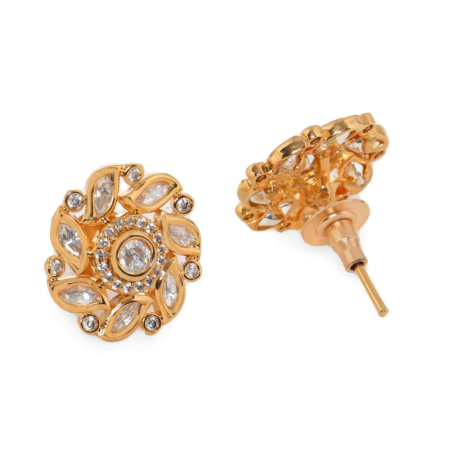 Round Kundan Studs (Gold) - Ruby Raang - Distacart